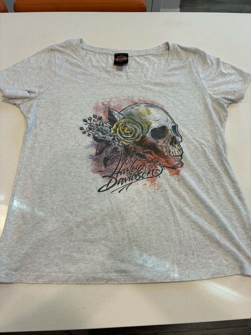 Harley-Davidson Skull Rose T-Shirt Size XXL Gray